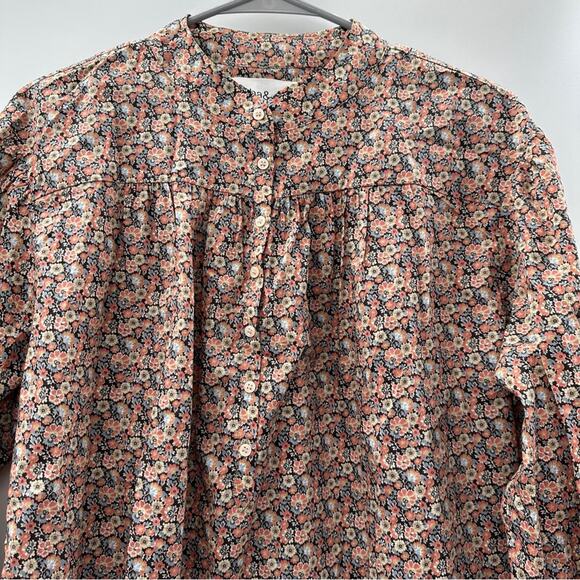 Ba&sh Freja Micro Floral Long Sleeve Button Neck‎ Cotton-Poplin Blouse Sz 3 (L) - Picture 3 of 10